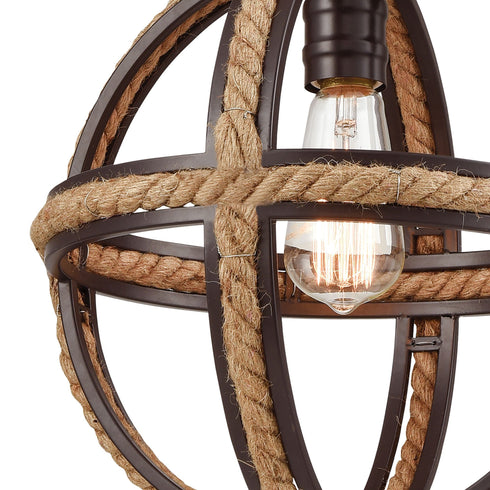 Elk Natural Rope 1 Light Mini Pendant In Oil Model: 63063-1