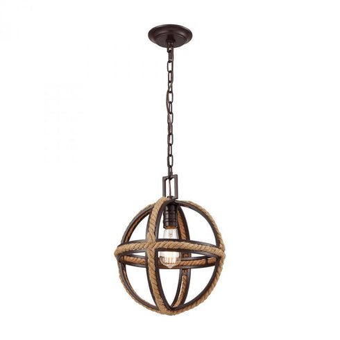 Elk Natural Rope 1 Light Mini Pendant In Oil Model: 63063-1