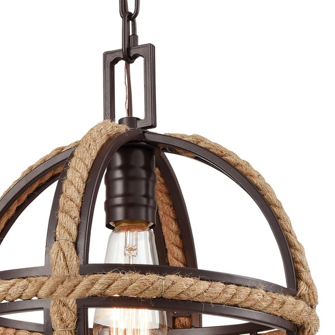 Elk Natural Rope 1 Light Mini Pendant In Oil Model: 63063-1