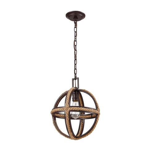 Elk Natural Rope 1 Light Mini Pendant In Oil Model: 63063-1