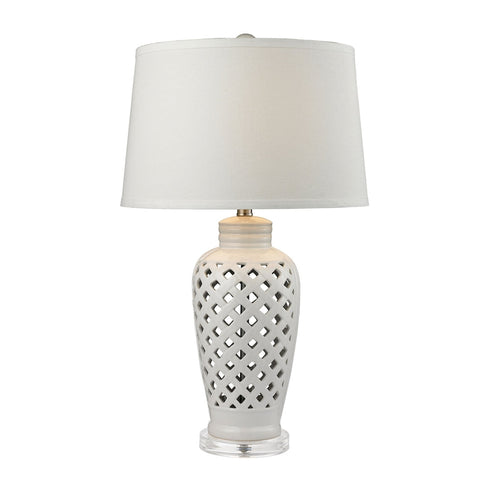 Elk Openwork Ceramic Table Lamp In White With Model: D2621
