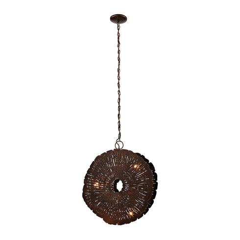 Elk Organic Metal Organic 3 Light Metal Etched Disk Chandelier Model: 468-051