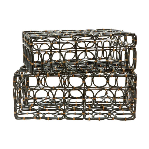 Elk Oval Ring Boxes In Black And Tan (set Of 2) Model: 287002/S2