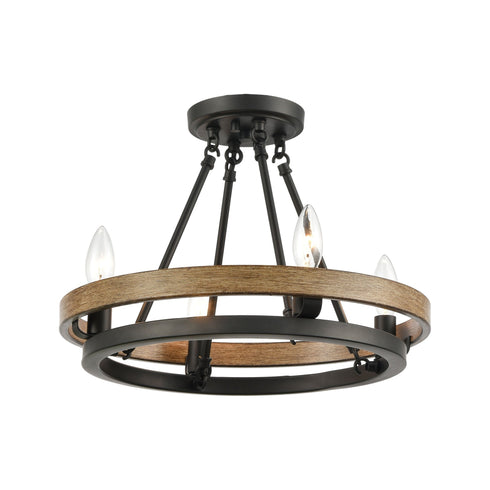 Elk Ramsey 4 Light Chandelier In Matte Black And Model: 75054/4