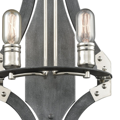 Elk Riveted Plate 2 Light Sconce In Silverdust Model: 15230/2