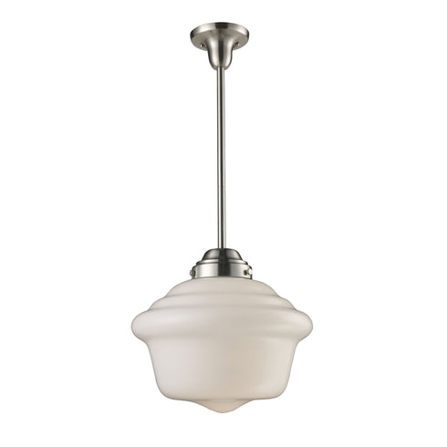 Elk Schoolhouse 1 Light Pendant In Satin Nickel Model: 69040-1