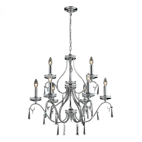 Elk 9 Light Crystal Pendant In Clear And Chrome Model: 82056/6+3
