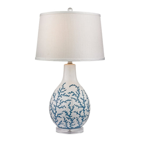 Elk Sixpenny Blue Coral Table Lamp In White Model: D2478