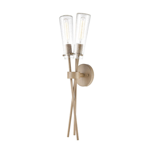 Elk Stix 2 Light Sconce In Light Wood With Seedy Model: 57281/2
