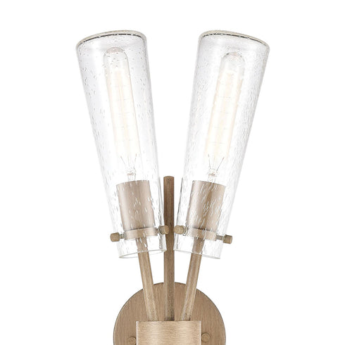 Elk Stix 2 Light Sconce In Light Wood With Seedy Model: 57281/2