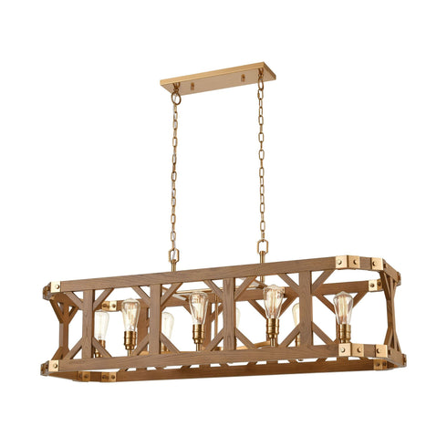 Elk Structure 8 Light Island Light In Satin Brass Model: 33325/8