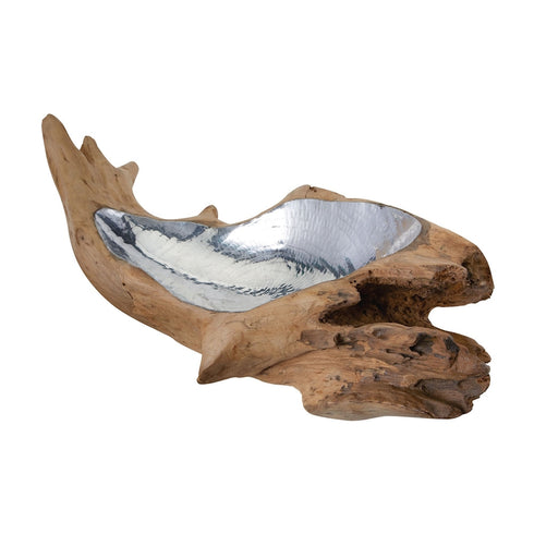 Elk Teak Root Bowl With Aluminium Insert Model: 162-011