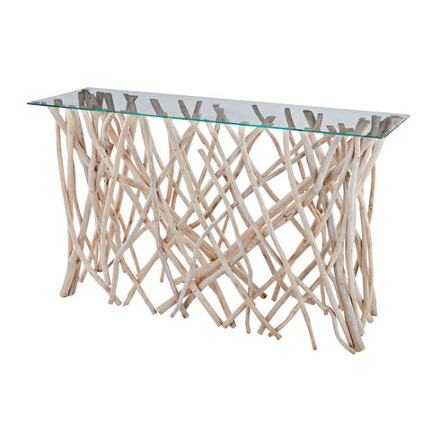 Elk Teak Root Console Table With Glass Top In Model: 162-027