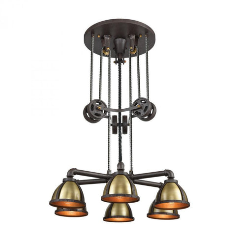Elk Torque 6 Light Chandelier In Vintage Rust And Model: 65154/6