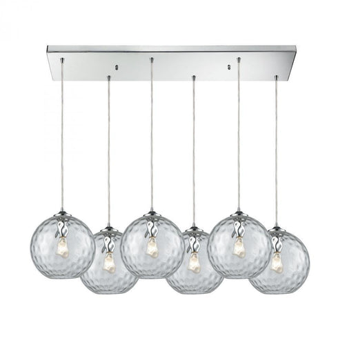 Elk Watersphere 6 Light Rectangular Pendant Model: 31380/6RC-CLR