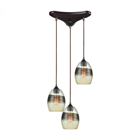 Elk Whisp 3 Light Triangular Pendant Fixture In Model: 25122/3