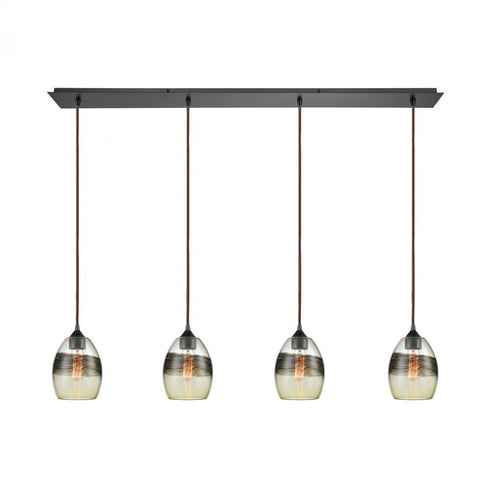 Elk Whisp 4 Light Linear Pendant Fixture In Oil Model: 25122/4LP