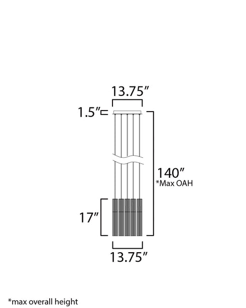 ET2 Reeds Multi Light Pendant Model: E11015-144BK