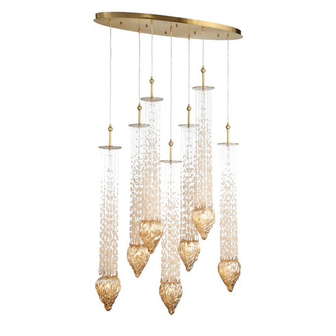 Eurofase Cascata Rich Intricately Blown Amber Glass Pendants Model: 33748-016