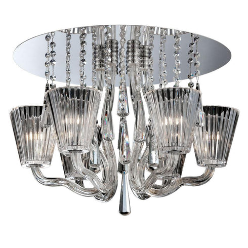 Eurofase Corato 6 Light Flushmount Chrome Clear Model: 26244-013