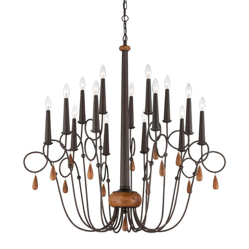 Eurofase Corso 1 5 Light Chandelier Wood Model: 25594-010