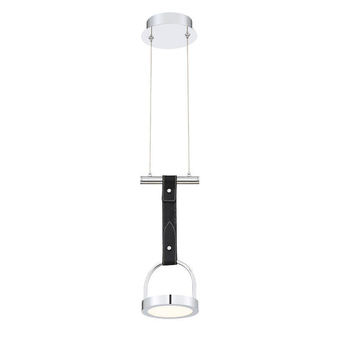 Eurofase Lappin Flat Chrome Disk Suspended By Faux Leather Model: 35899-013