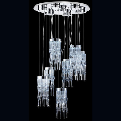 Eurofase Viper 7 Light LED Chandelier Chrome Clear Model: 26602-011
