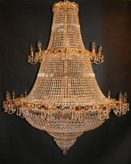Forty-one Light Gold Plated Crystal Chandelier