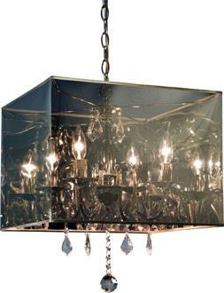 Four Light Chrome Chandelier with Square Mylar Shade