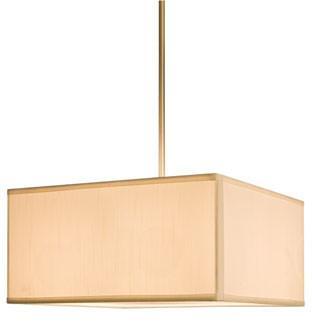 Four Light Pendant Chandelier with White Textured Linen Shade