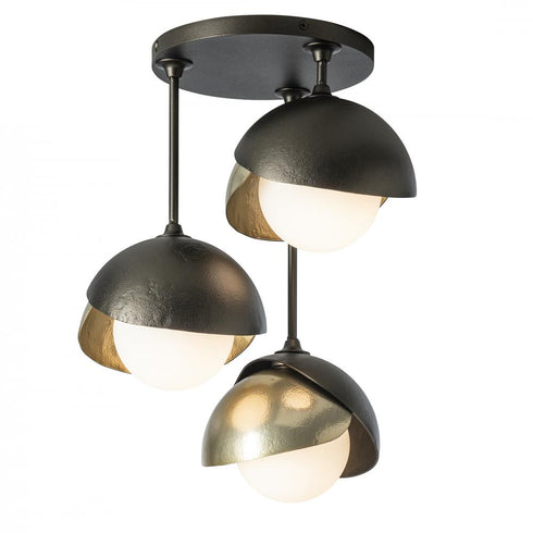 Hubbardton Forge Brooklyn 3 Light Double Shade Semi Flush Model: 121374-SKT-20-05-GG0711
