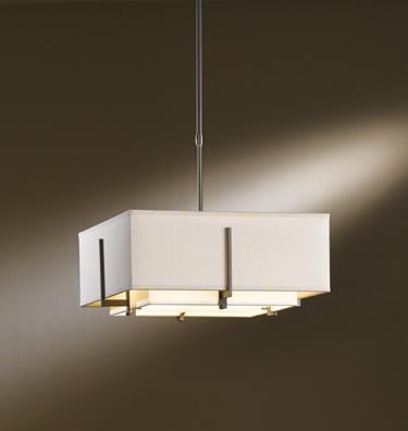 Hubbardton Forge Exos Square Small Double Shade Pendant Model: 139625-SKT-LONG-07-SA1205-SA1605