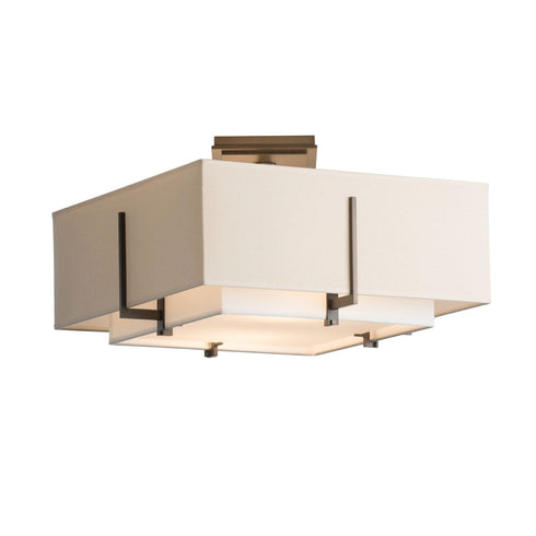 Hubbardton Forge Exos Square Small Double Shade Semi Flush Model: 126507-SKT-05-SA1205-SJ1605