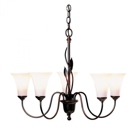 Hubbardton Forge Leaf Forged Leaves 5 Arm Chandelier Model: 103052-SKT-03-GG0067