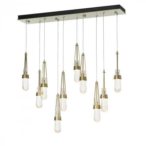 Hubbardton Forge Link 10 Light Blown Glass Rectangular Pendant Model: 131200-SKT-STND-85-YG0434