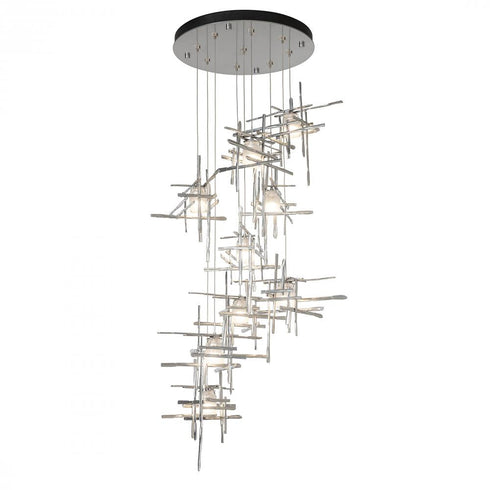 Hubbardton Forge Tura 9 Light Frosted Glass Round Pendant Model: 131109-SKT-LONG-82-YC0305