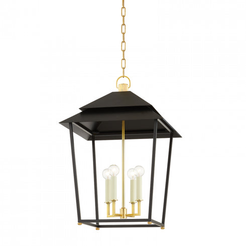 Hudson Valley 4 Light Lantern Model: 5127-AGB/SBK