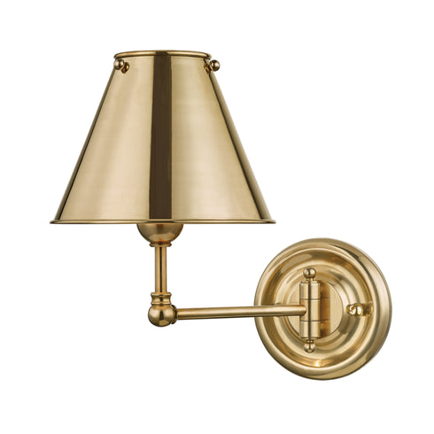 Hudson Valley Classic No.1 1 Light Wall Sconce With Metal Shade Model: MDS101-AGB-MS