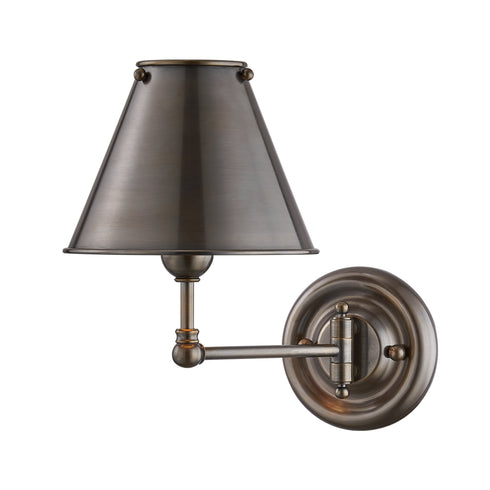 Hudson Valley Classic No.1 1 Light Wall Sconce With Metal Shade Model: MDS101-AGB-MS