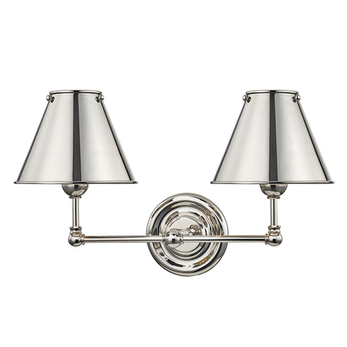 Hudson Valley Classic No.1 2 Light Wall Sconce Model: MDS102-PN