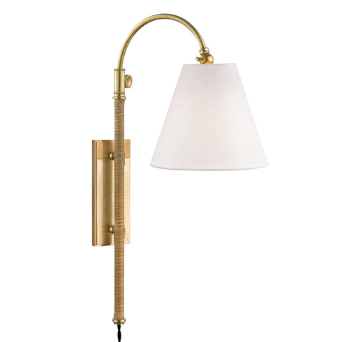 Hudson Valley Curves No.1 1 Light Adjustable Wall Sconce With Rattan Model: MDS501-AGB