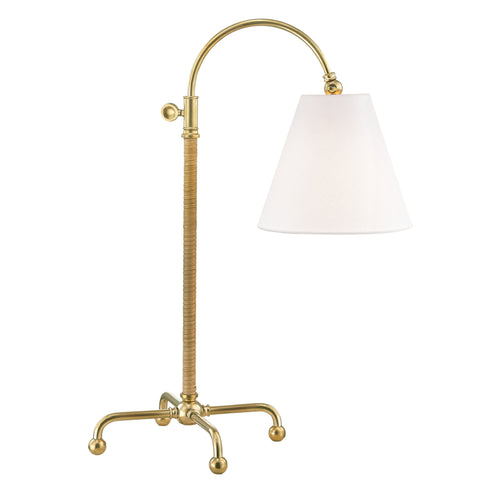 Hudson Valley Curves No.1 1 Light Table Lamp With Rattan Accent Model: MDSL502-AGB