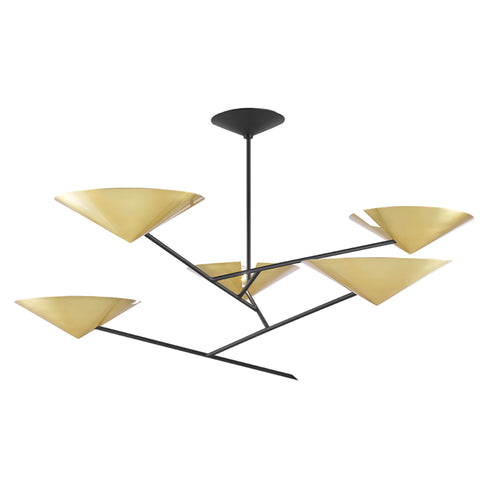 Hudson Valley Equilibrium 5 Light Chandelier Model: 9760-AGB/BK