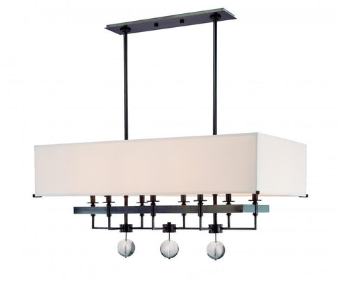Hudson Valley Gresham Park 8 Light Island With Black Trim On Shade Model: 5648-PN