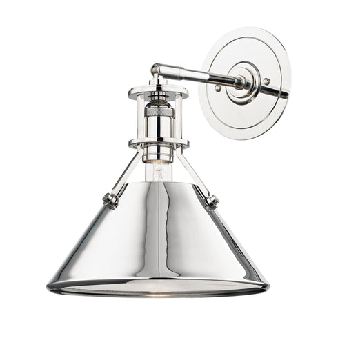 Hudson Valley Metal No.2 1 Light Wall Sconce Model: MDS950-PN