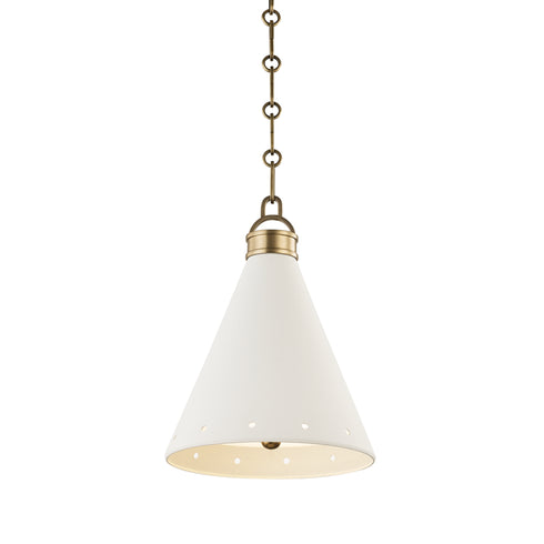 Hudson Valley Plaster No.1 1 Light Small Pendant Model: MDS400-AGB/WP