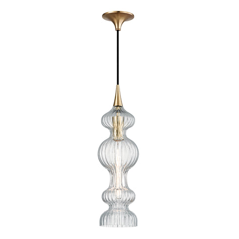 Hudson Valley Pomfret 1 Light Pendant With Clear Glass Model: 1600-AGB-CL