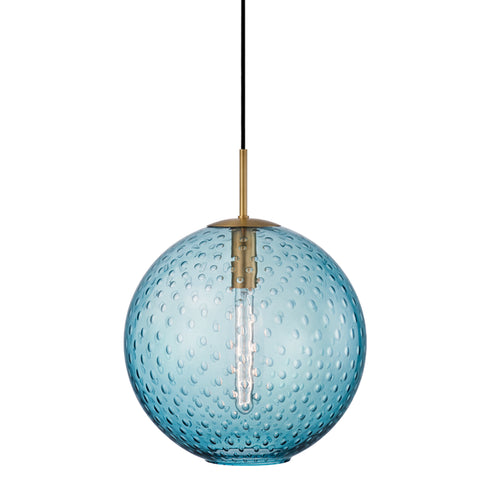 Hudson Valley Rousseau 1 Light Pendant Blue Glass Model: 2015-AGB-BL