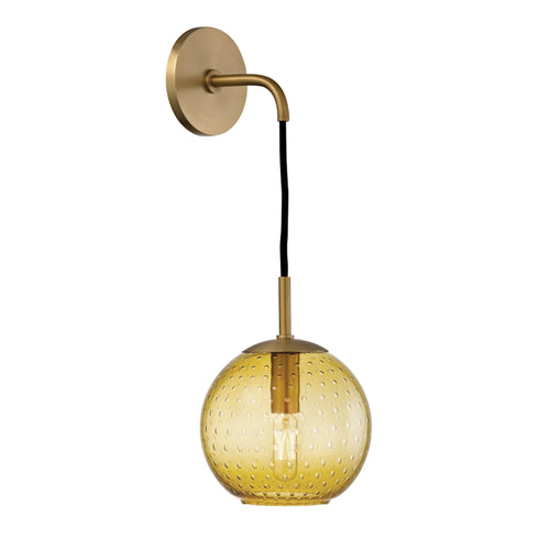 Hudson Valley Rousseau 1 Light Wall Sconce Light Amber Glass Model: 2020-AGB-LA