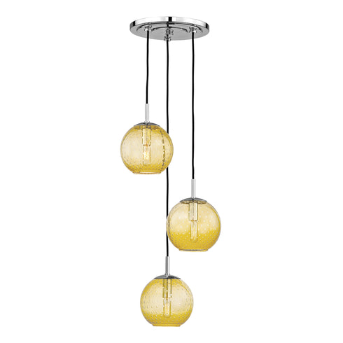 Hudson Valley Rousseau 3 Light Pendant With Light Amber Glass Model: 2033-AGB-LA